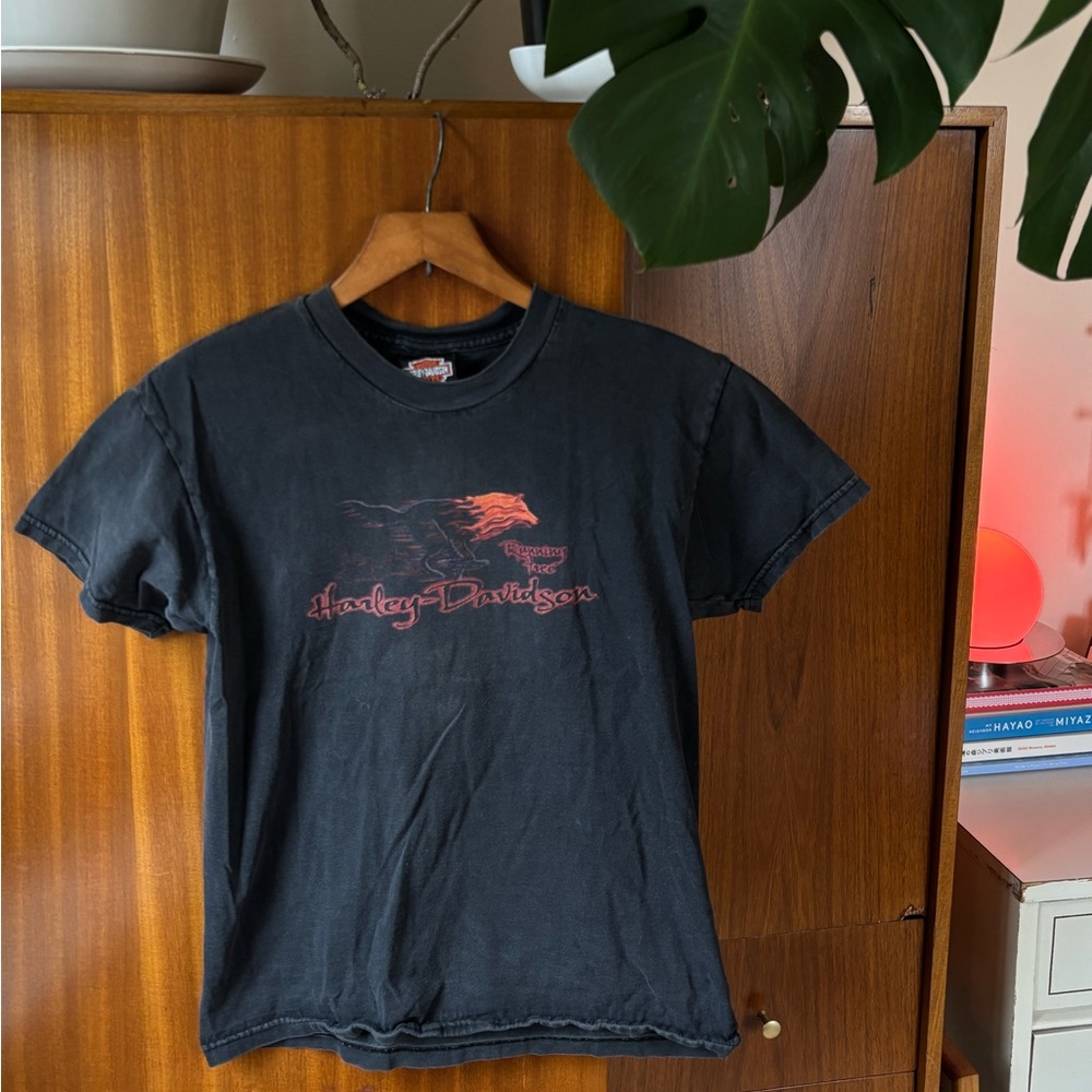 Harley-Davidson Black Tee with Red Flame Logo